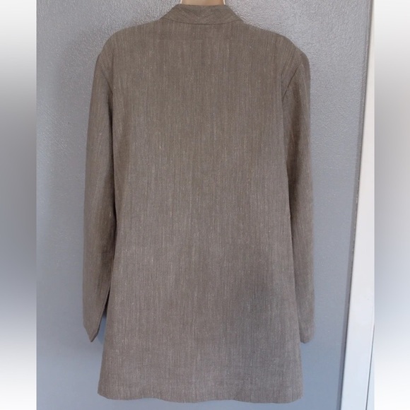Eileen Fisher Gray Cotton Linen Blend One Button Cardigan Blazer Jacket Sz Small - Picture 4 of 13